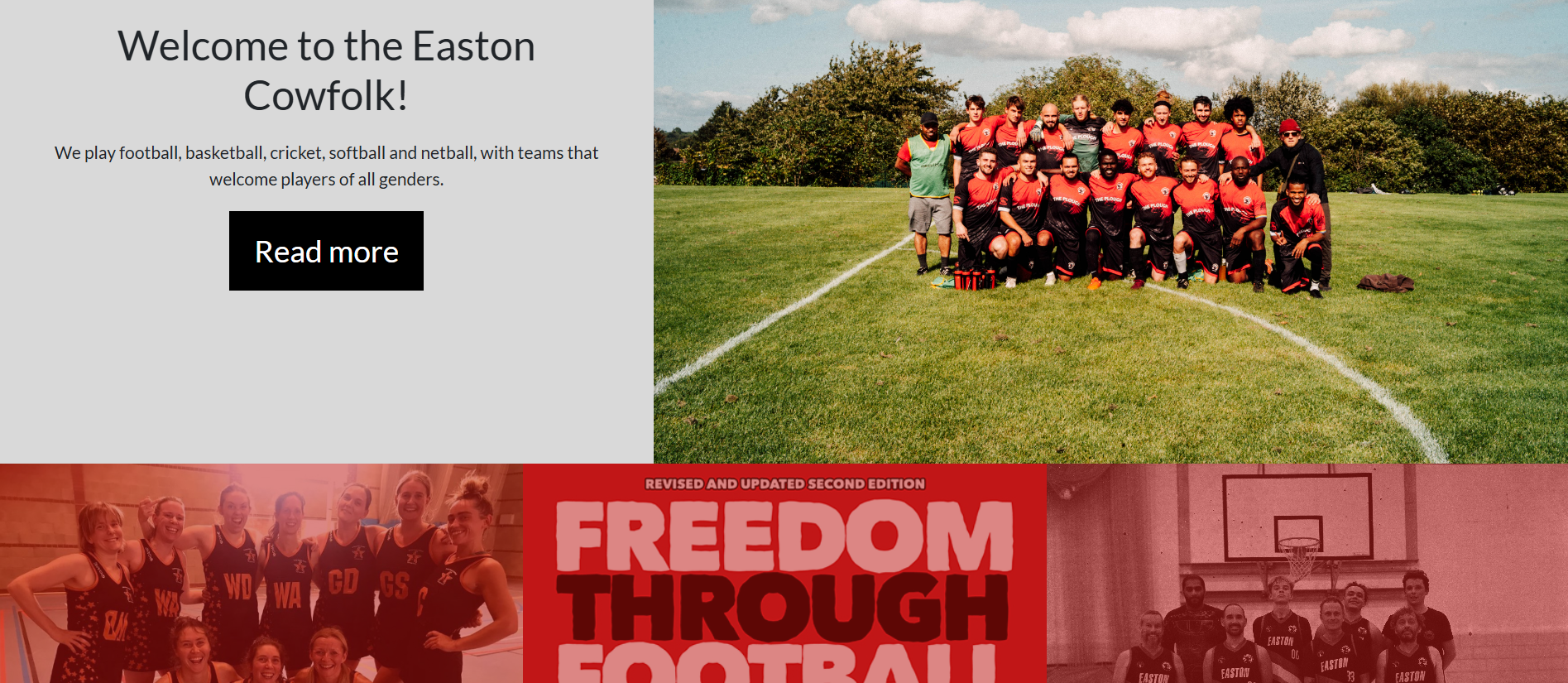 Now Chemistry website front page of Easton Cowfolk website